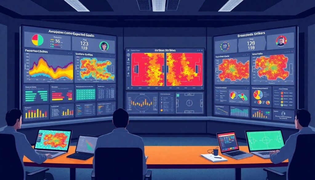 Сравнение клубных нападающих по голевым шансам и эффективной зоне - иллюстрация